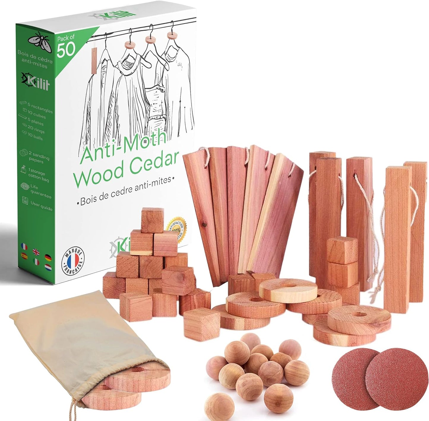 Anti Mites en Bois de Cèdre pour vêtements - 100% Naturel
