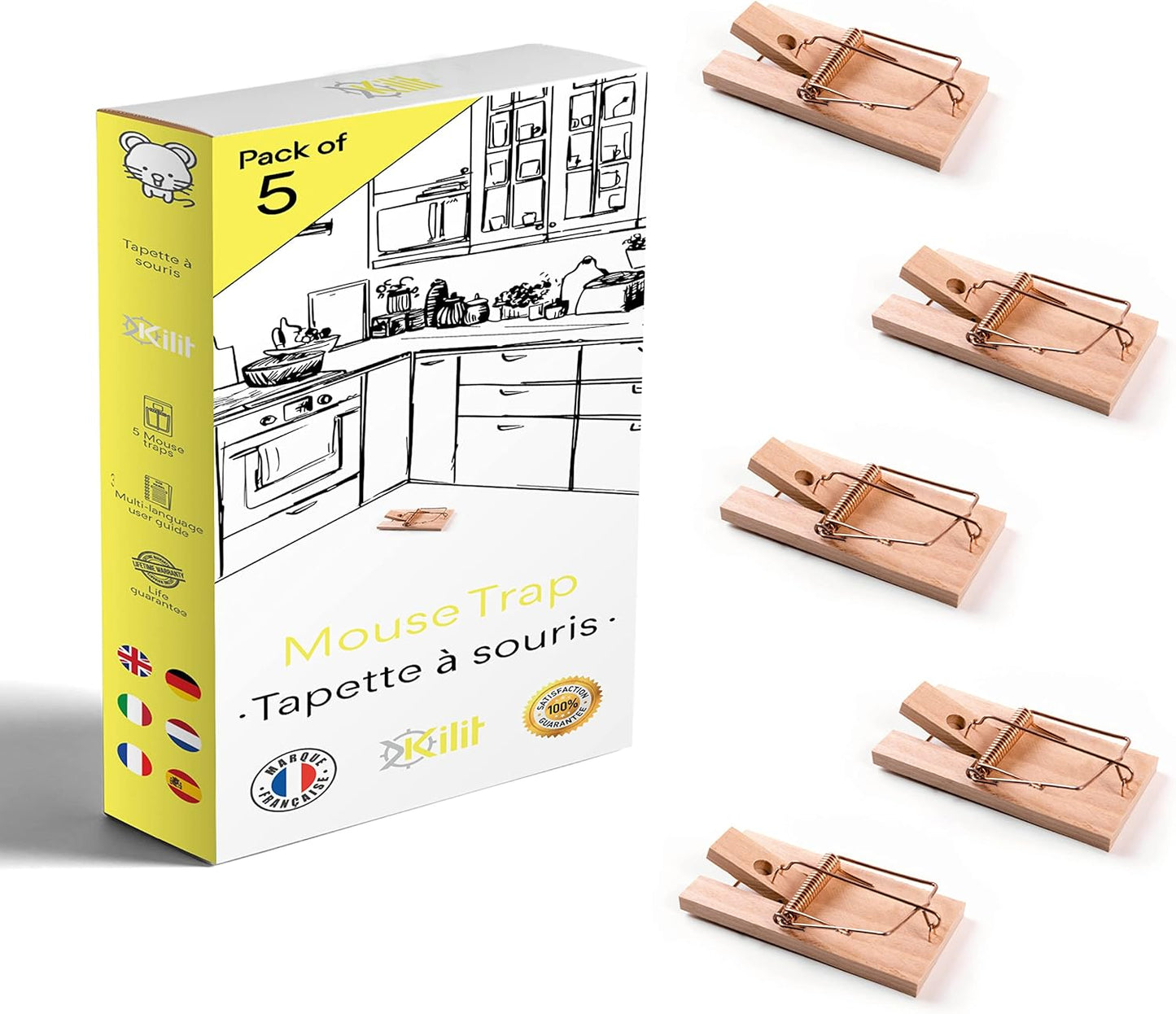 Piège Souris en Bois Puissant et Réutilisable - 100% Efficace