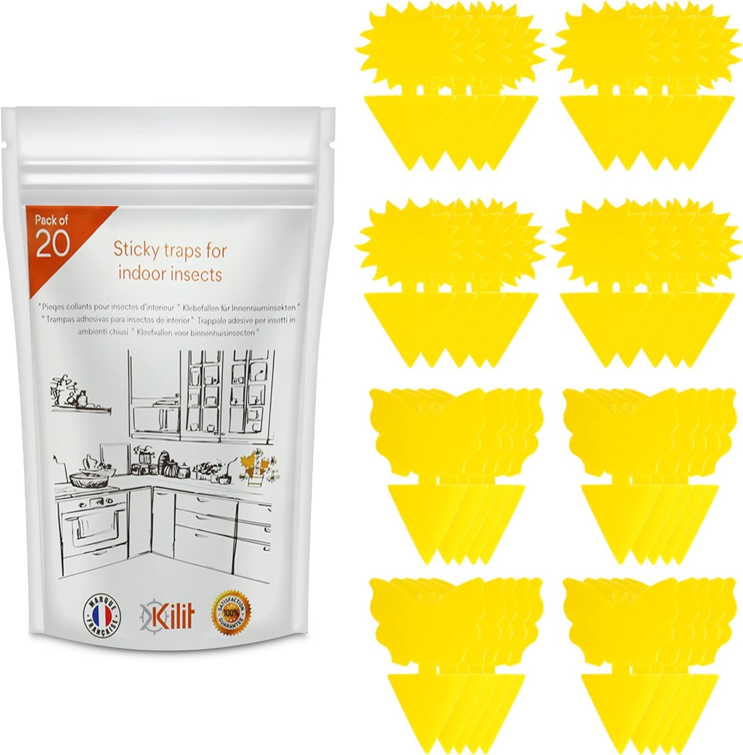 Pièges à Moucheron et à Insectes Autocollant Jaune Double Face