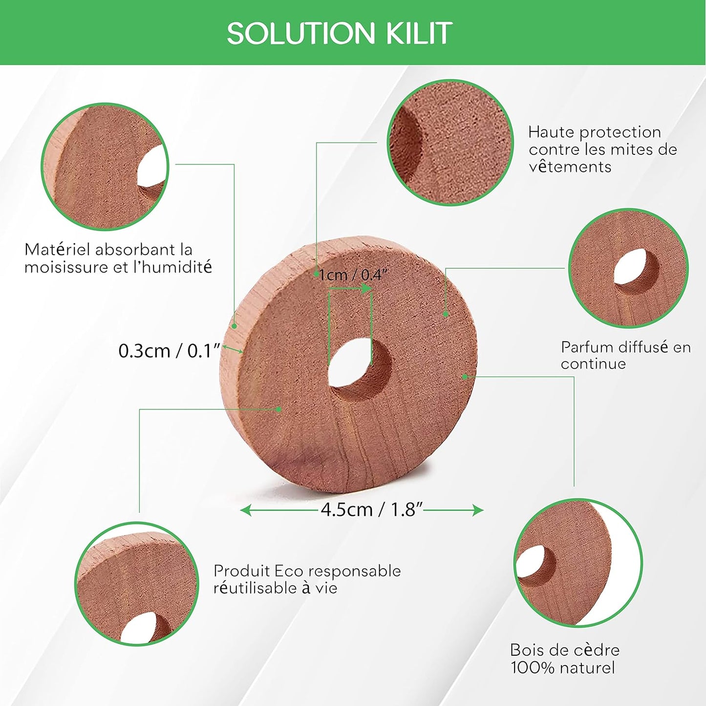 Anti Mites en Bois de Cèdre pour vêtements - 100% Naturel