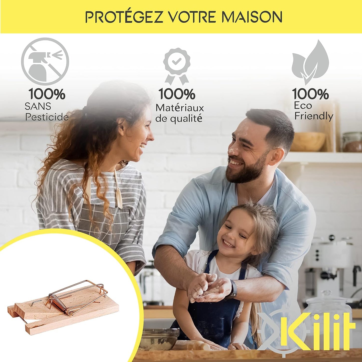 Piège Souris en Bois Puissant et Réutilisable - 100% Efficace