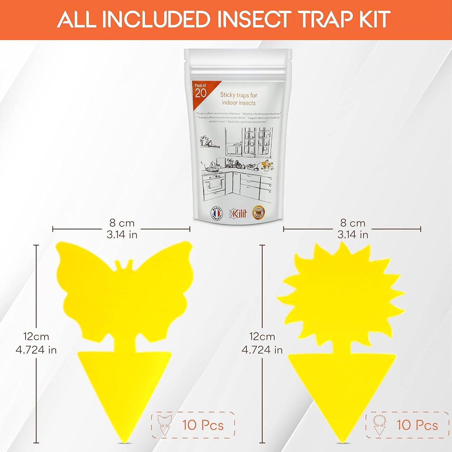 Pièges à Moucheron et à Insectes Autocollant Jaune Double Face