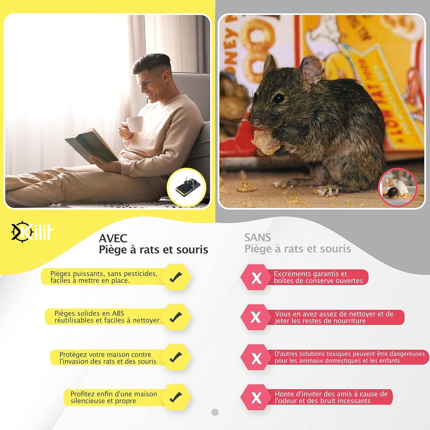 Piège à Rat et Souris Puissant et Réutilisable - 100% Efficace
