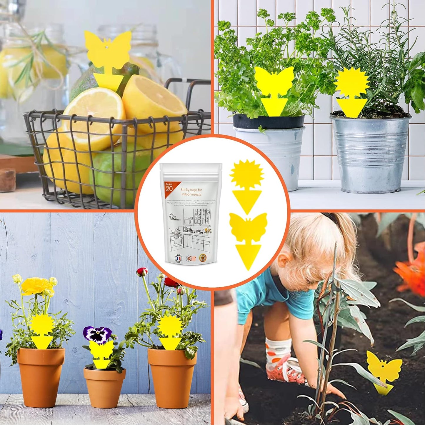 Pièges à Moucheron et à Insectes Autocollant Jaune Double Face