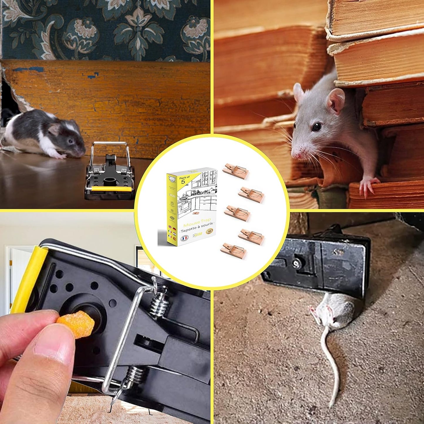 Piège Souris en Bois Puissant et Réutilisable - 100% Efficace