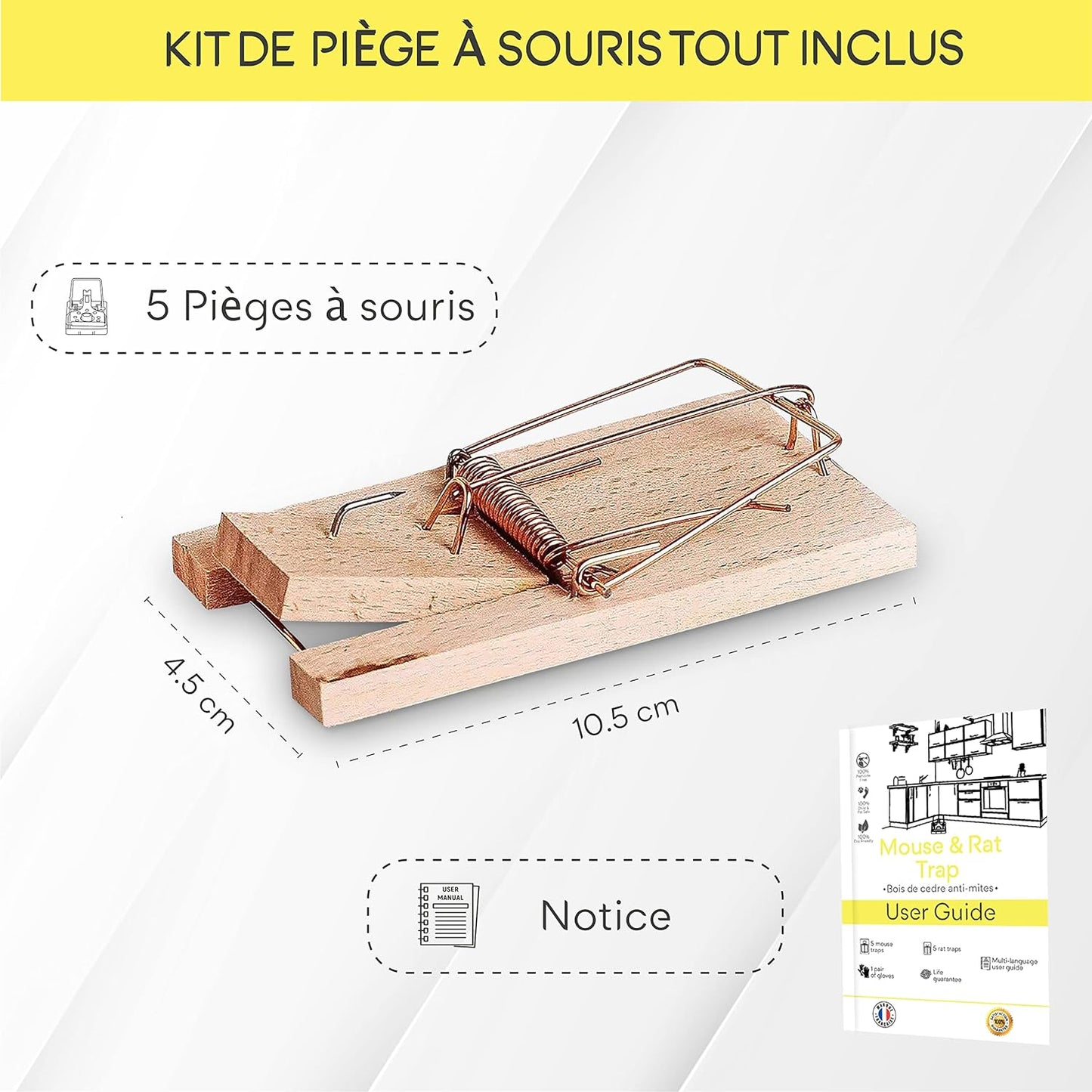 Piège Souris en Bois Puissant et Réutilisable - 100% Efficace
